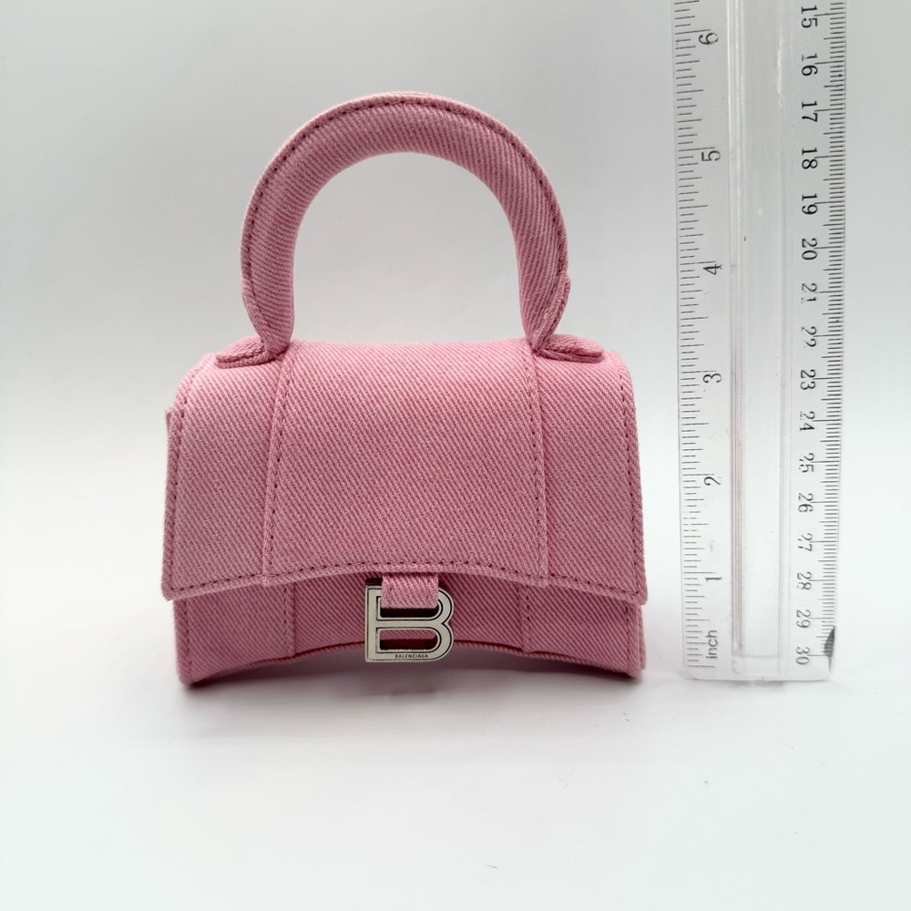 Balenciaga Pink Mini Denim Hourglass Top Handle Crossbody Bag - Picture 9 of 15